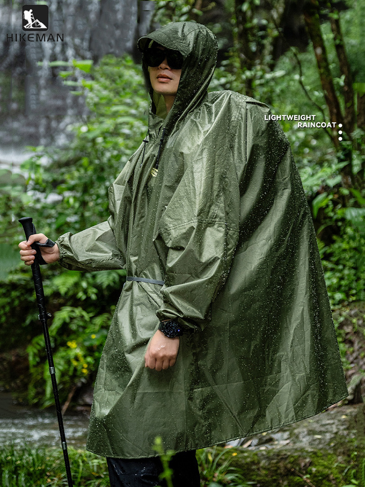 Camping Rain Poncho - เสื้อกันฝนแบบมีซิป น้ำหนักเบาพิเศษ ผลิตจากผ้าโพลีเอสเตอร์ 210T กันน้ำ เหมาะสำหรับกิจกรรมกลางแจ้ง