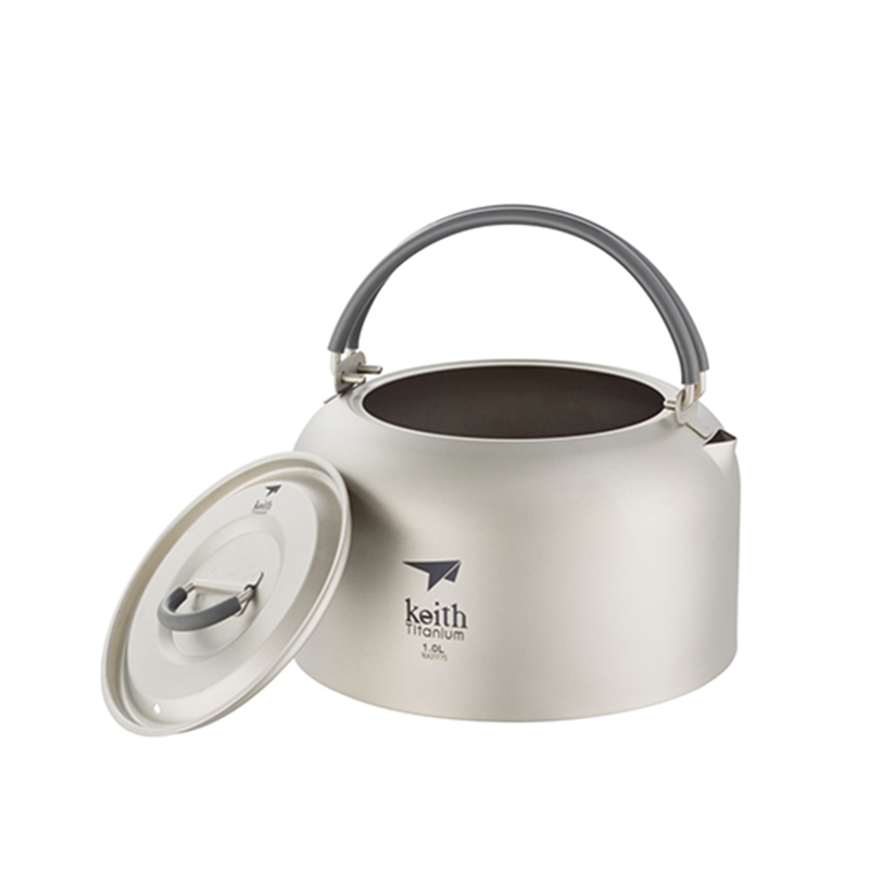 Outdoor Camping Dining Set - Keith กาต้มน้ําไทเทเนียม 1L, Flatware Bakteriostatic, Ultralight