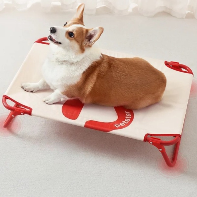 Outdoor Camping Dog Bed - เตียงสุนัขพับได้สําหรับสุนัขขนาดกลาง - เปลสัตว์เลี้ยงแบบพกพาพร้อมตาข่ายระบายอากาศ, ไม่มีการประกอบเตียงตั้งแคมป์ในร่มกลางแจ้งใช้ทุกฤดูกาล