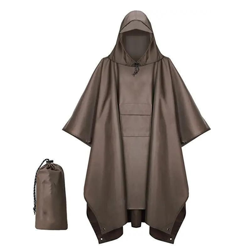 Camping Rain Poncho - AEB0-เสื้อกันฝนกลางแจ้งแบบมีฮู้ดกันน้ำเสื้อกันฝนสำหรับขี่มอเตอร์ไซค์ผ้าคลุมกันฝนสำหรับตั้งแคมป์เดินป่าท่องเที่ยวเสื้อกันฝนเต็นท์