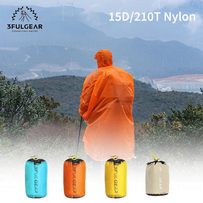 Camping Rain Poncho - 3F UL GEAR 2026 เสื้อกันฝนสำหรับเดินป่าแขนยาวเสื้อกันฝนผู้หญิง/ผู้ชาย 210T/15D