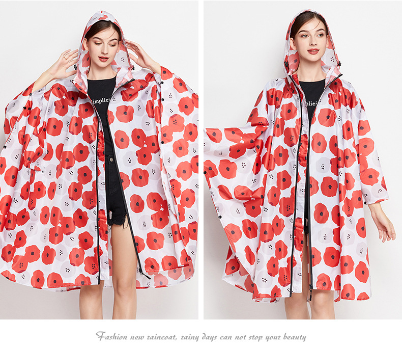 เสื้อกันฝนลายดอกไม้หลากสีสำหรั - Camping Rain Poncho บทวิจารณ์และราคา
