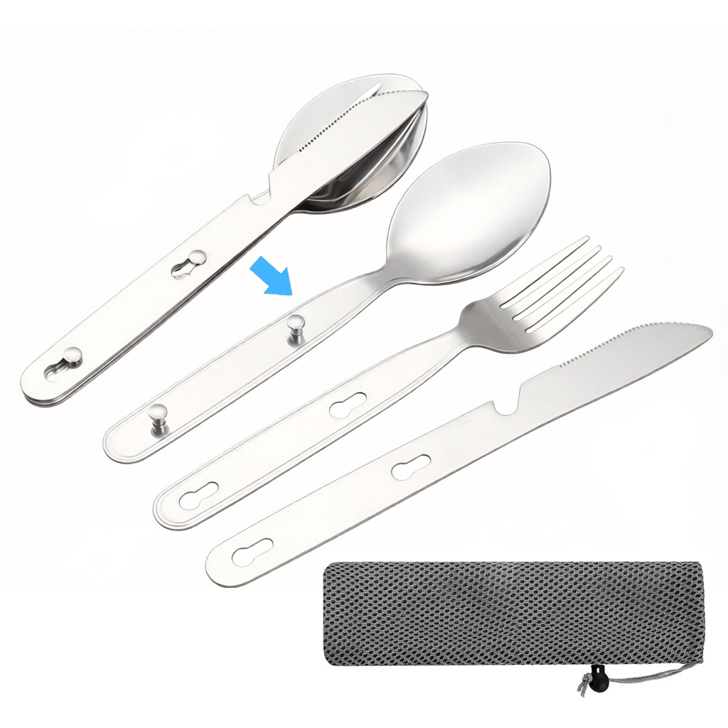 3 ชิ้น/เซ็ตช้อนส้อมพับได้ 304  - Outdoor Camping Dining Set บทวิจารณ์และราคา