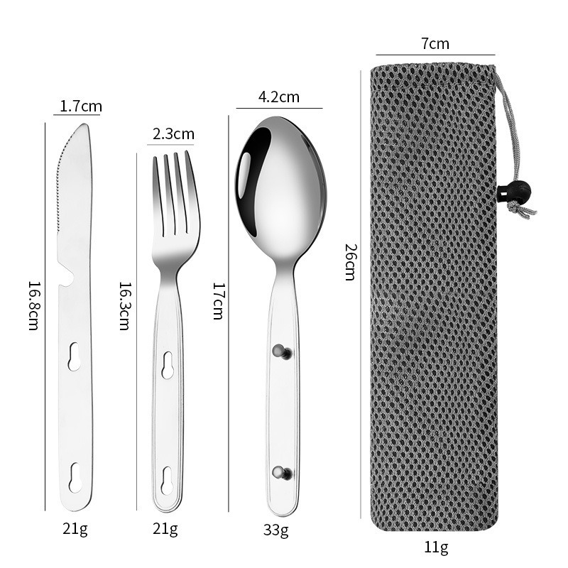 3 ชิ้น/เซ็ตช้อนส้อมพับได้ 304  - Outdoor Camping Dining Set บทวิจารณ์และราคา