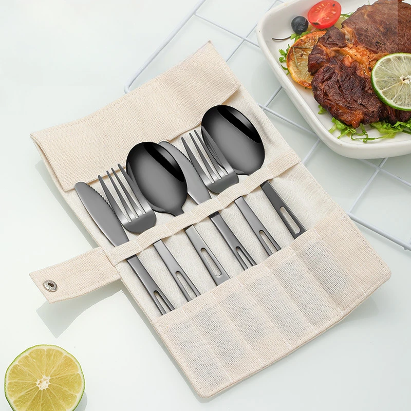 ช้อนส้อมชุดมีดสแตนเลสบนโต๊ะอาห - Outdoor Camping Dining Set บทวิจารณ์และราคา