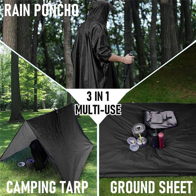 AEB0-เสื้อกันฝนกลางแจ้งแบบมีฮู - Camping Rain Poncho บทวิจารณ์และราคา