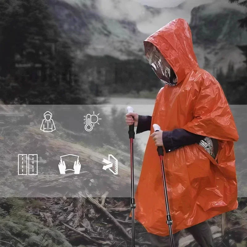 เสื้อกันฝนฉุกเฉินแบบมีฮู้ด กัน - Camping Rain Poncho บทวิจารณ์และราคา