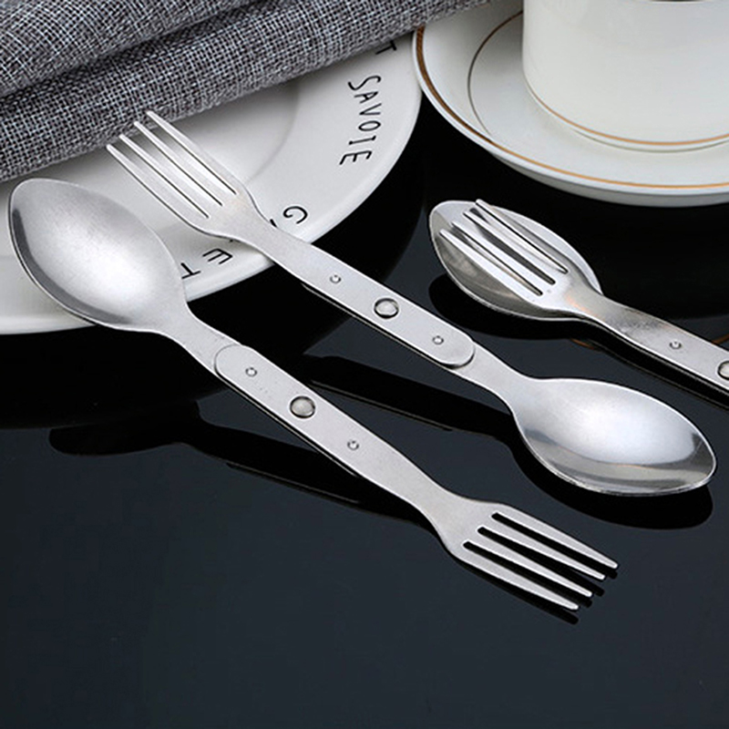 2-in-1 ช้อนส้อมขนมหวานชุดช้อนส - Outdoor Camping Dining Set บทวิจารณ์และราคา